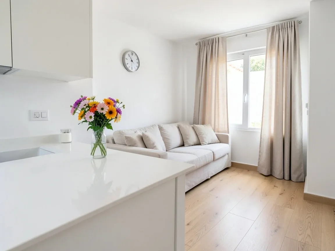 Limpieza por horas en Jerez: casa limpia y ordenada después de la visita, con la cocina y el salón impecables